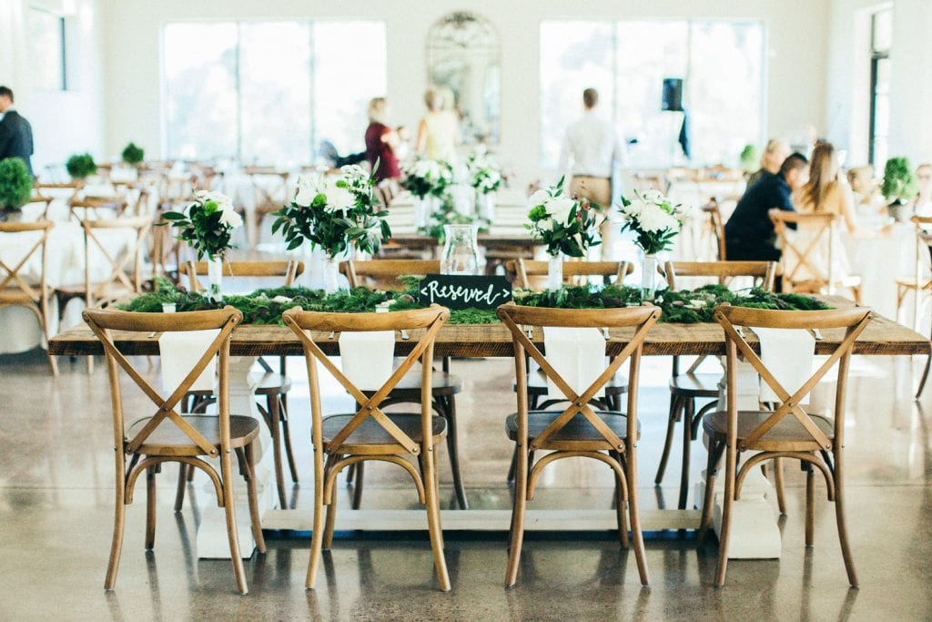 Reserved sign on dinner table